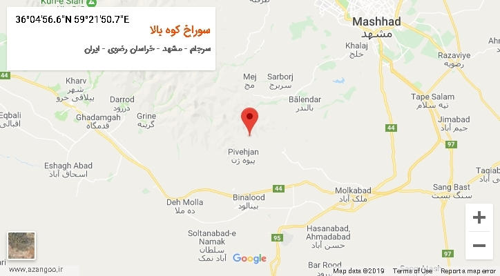 روستای سوراخ کوه بالا بر روی نقشه