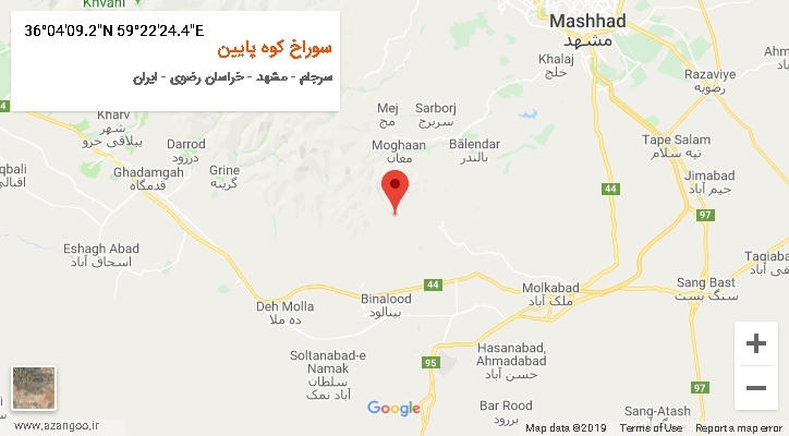 روستای سوراخ کوه پایین بر روی نقشه