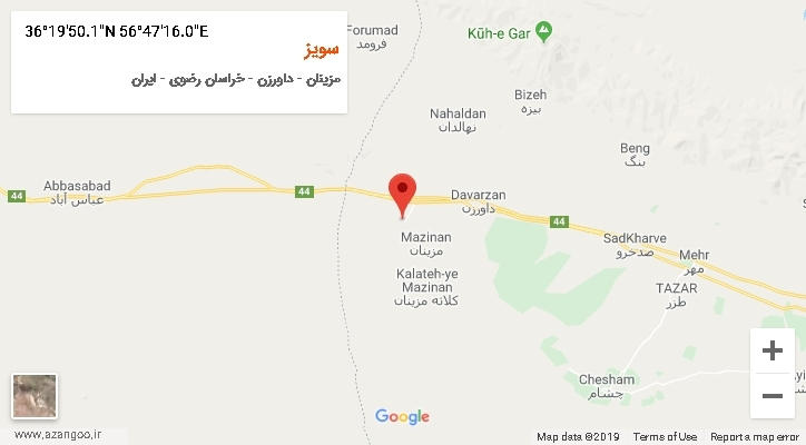 روستای سویز بر روی نقشه