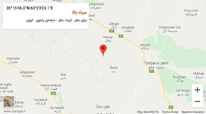 روستای سیاه بالا بر روی نقشه
