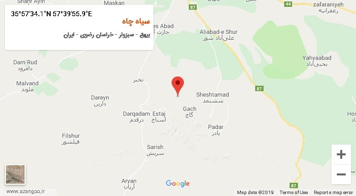 روستای سیاه چاه بر روی نقشه
