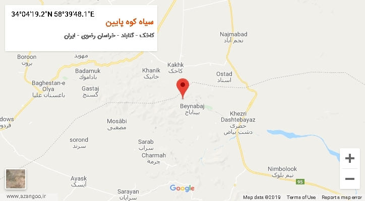 روستای سیاه کوه پایین بر روی نقشه