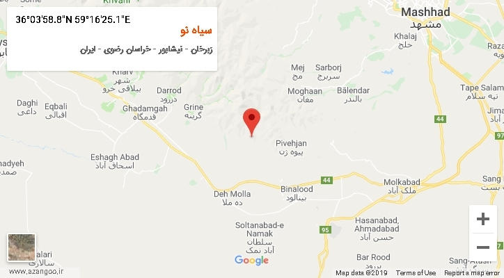 روستای سیاه نو بر روی نقشه