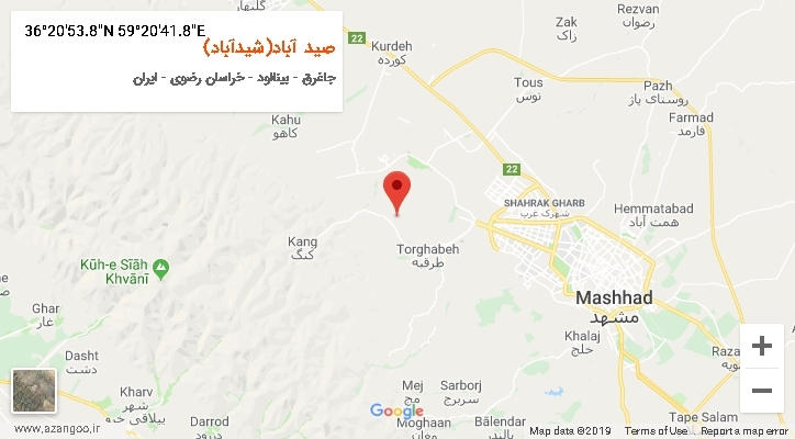 روستای صید آباد(شیدآباد) بر روی نقشه