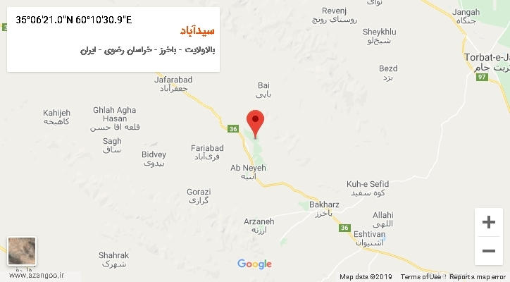 روستای سیدآباد بر روی نقشه