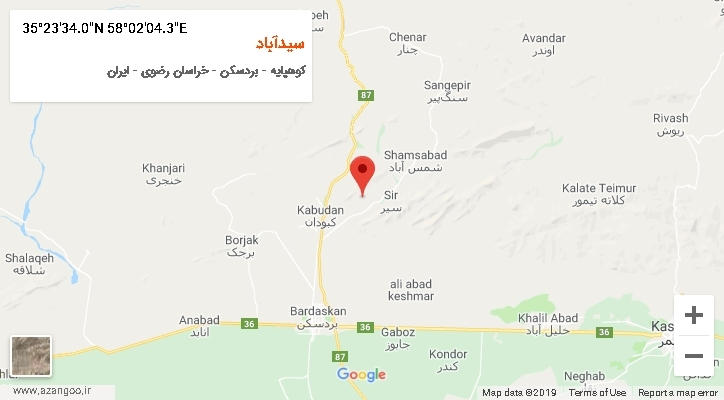 روستای سیدآباد بر روی نقشه