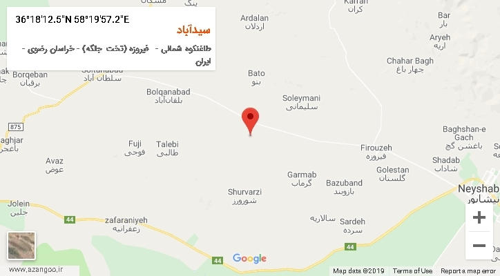 روستای سیدآباد بر روی نقشه