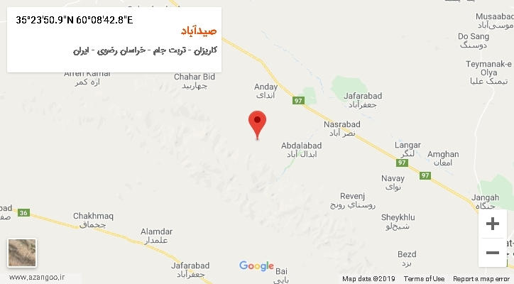 روستای صیدآباد بر روی نقشه