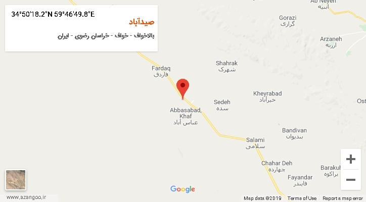 روستای صیدآباد بر روی نقشه