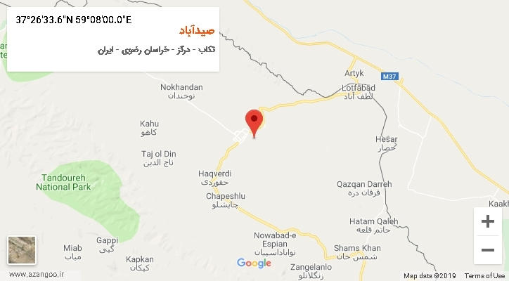 روستای صیدآباد بر روی نقشه