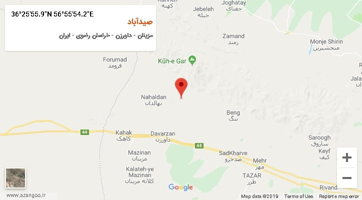 روستای صیدآباد بر روی نقشه