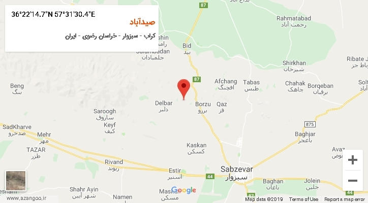 روستای صیدآباد بر روی نقشه