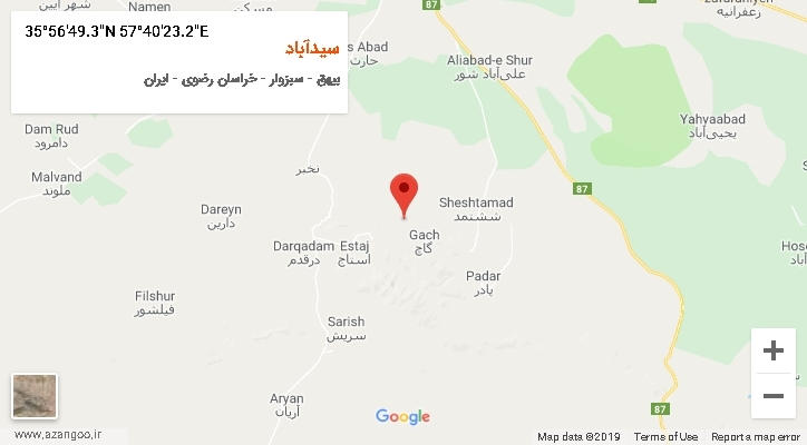 روستای سیدآباد بر روی نقشه