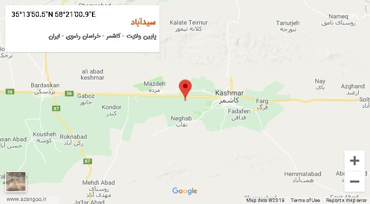 روستای سیدآباد بر روی نقشه