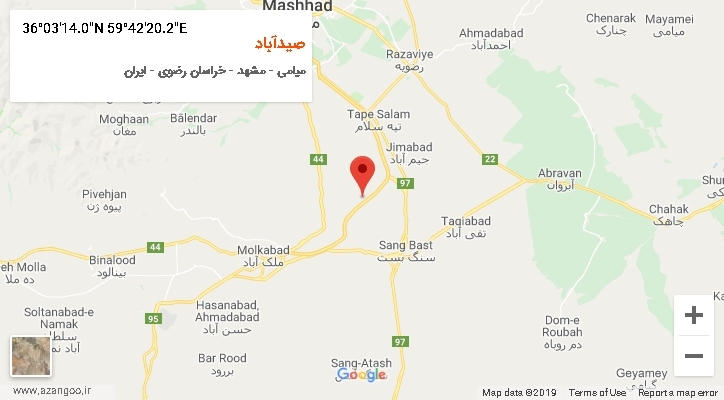 روستای صیدآباد بر روی نقشه