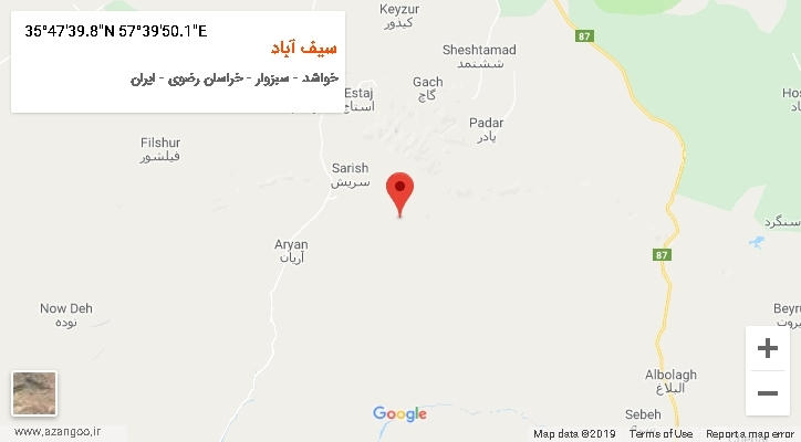 روستای سیف آباد بر روی نقشه