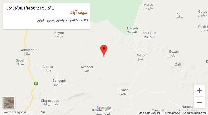 روستای سیف آباد بر روی نقشه