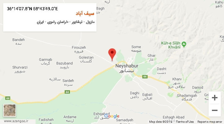 روستای سیف آباد بر روی نقشه