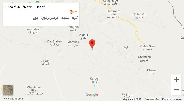 روستای سیج بر روی نقشه