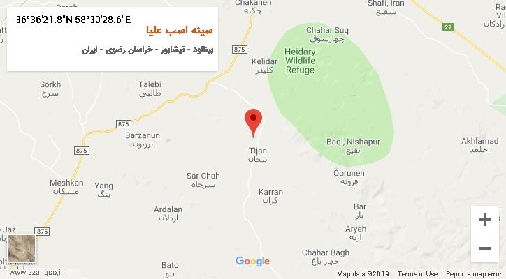 روستای سینه اسب علیا بر روی نقشه