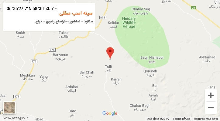 روستای سینه اسب سفلی بر روی نقشه