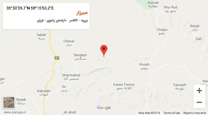 روستای سیرزار بر روی نقشه