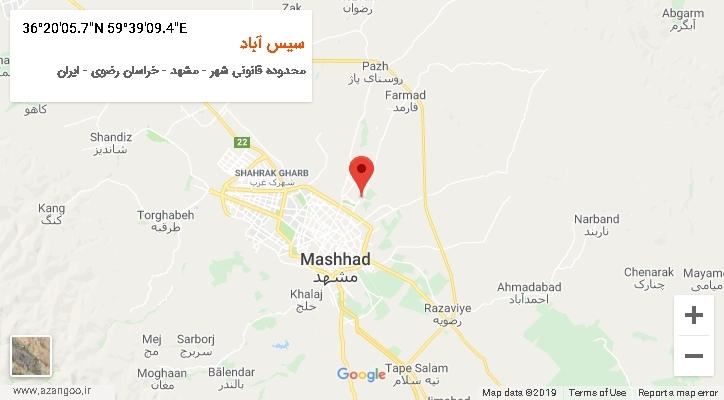 روستای سیس آباد بر روی نقشه