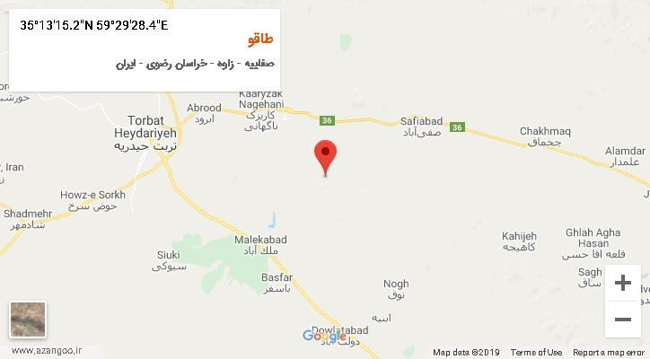 روستای طاقو بر روی نقشه