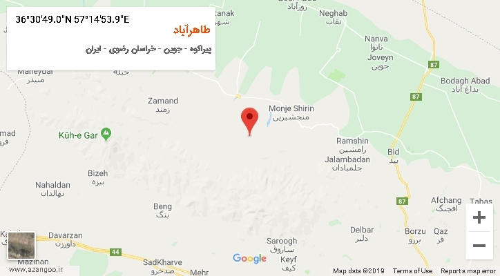 روستای طاهرآباد بر روی نقشه