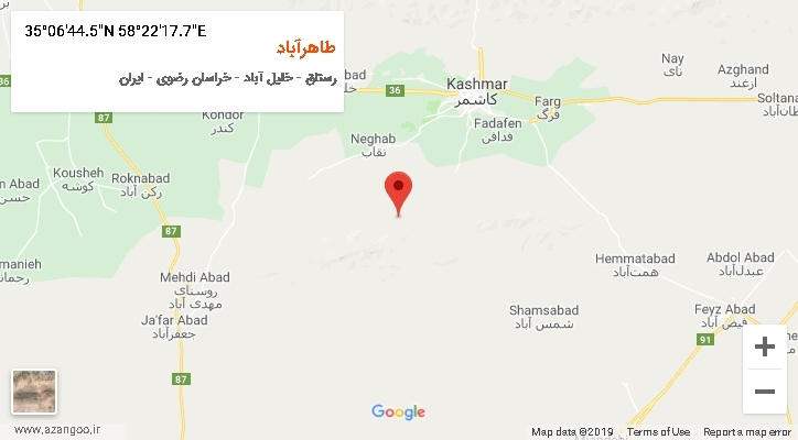 روستای طاهرآباد بر روی نقشه