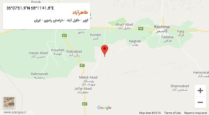 روستای طاهرآباد بر روی نقشه