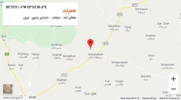 روستای طاهرآباد بر روی نقشه