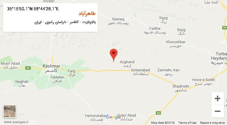 روستای طاهرآباد بر روی نقشه