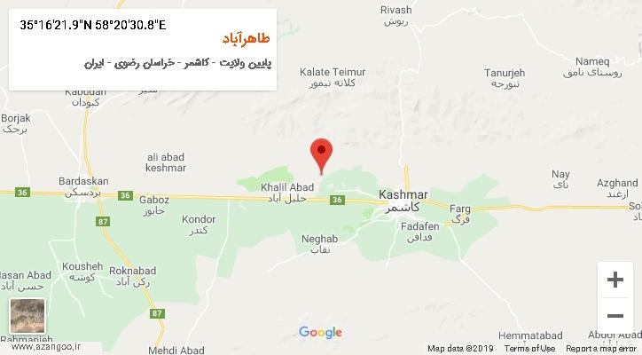 روستای طاهرآباد بر روی نقشه