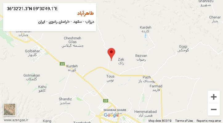 روستای طاهرآباد بر روی نقشه