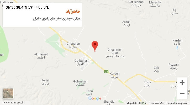 روستای طاهرآباد بر روی نقشه