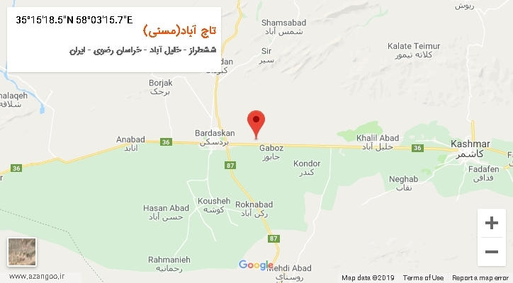 روستای تاج آباد(مسنی) بر روی نقشه