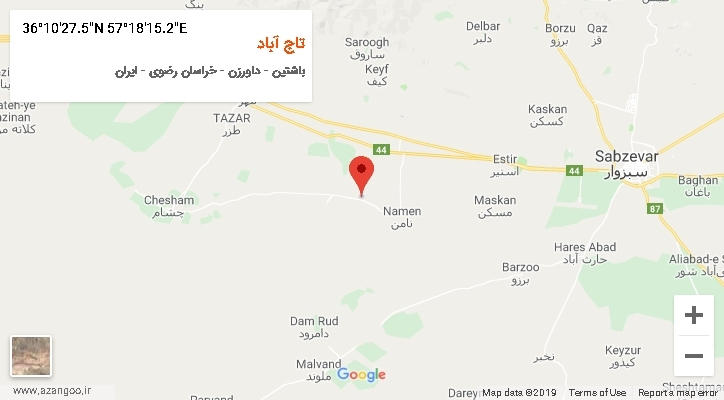 روستای تاج آباد بر روی نقشه
