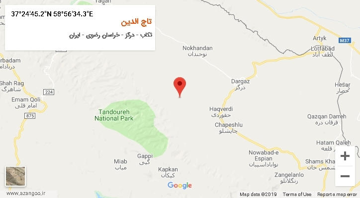 روستای تاج الدین بر روی نقشه
