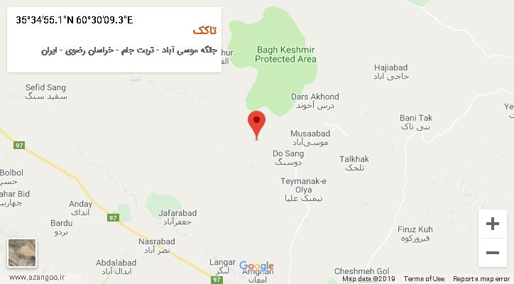 روستای تاکک بر روی نقشه