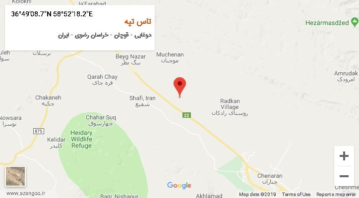 روستای تاس تپه بر روی نقشه