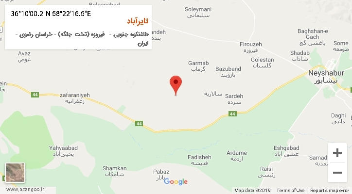 روستای تایرآباد بر روی نقشه