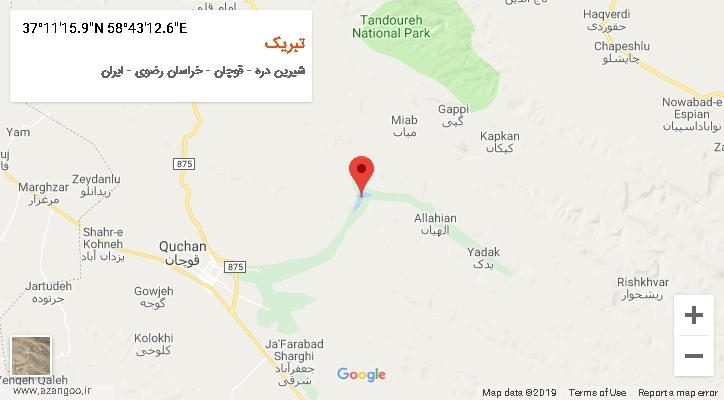 روستای تبریک بر روی نقشه