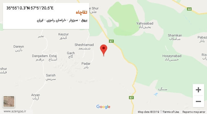 روستای تقاچاه بر روی نقشه
