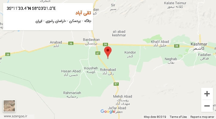 روستای تقی آباد بر روی نقشه