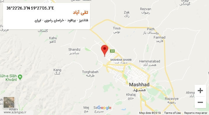 روستای تقی آباد بر روی نقشه