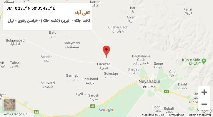 روستای تقی آباد بر روی نقشه
