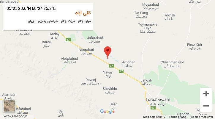 روستای تقی آباد بر روی نقشه