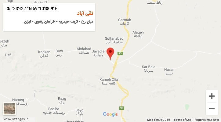 روستای تقی آباد بر روی نقشه