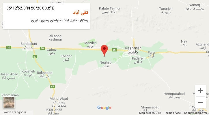 روستای تقی آباد بر روی نقشه